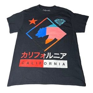 Haymaker California Multicolored Bear Black Cotton T-shirt Mens Size Medium